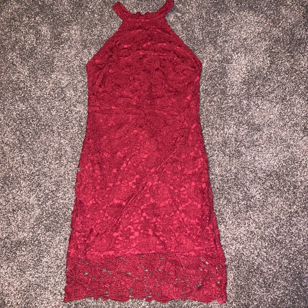Red lace dress